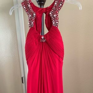 Red party maxi dress